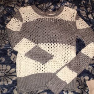 Grey and white long sleeve sweater